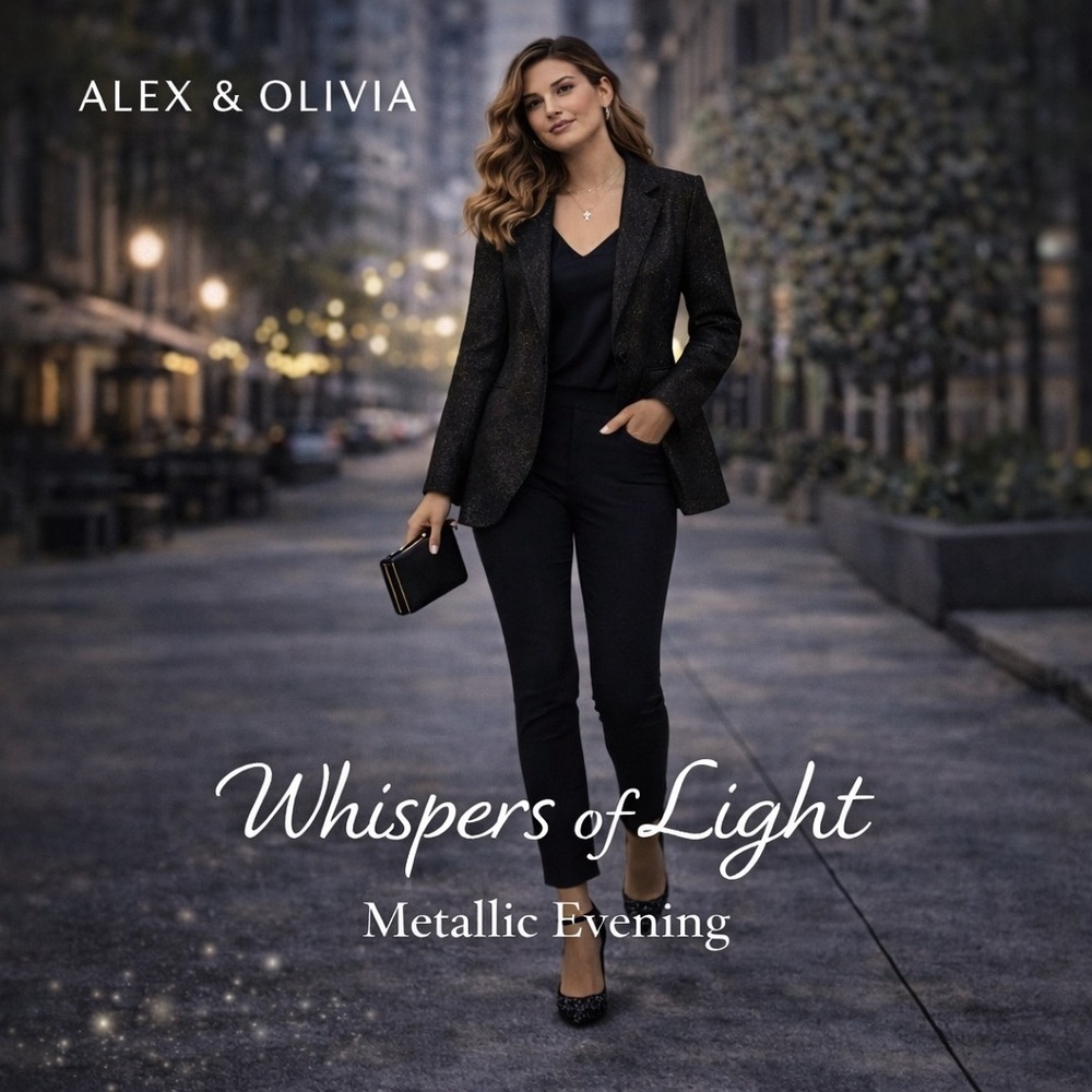Size Xl Alex & Olivia Metallic Black Blazer Elegant Evening Jacket